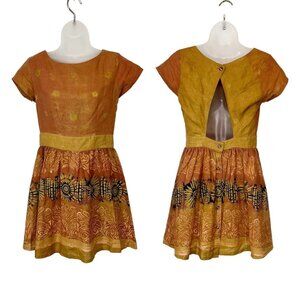 Kenny 100% Linen Mini Dress Back cutout Size S Tribal neutral earth tones vacay